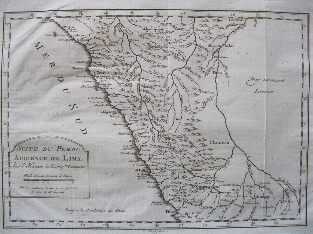 Mapa de la costa norte de Perú, 1771. Bellin